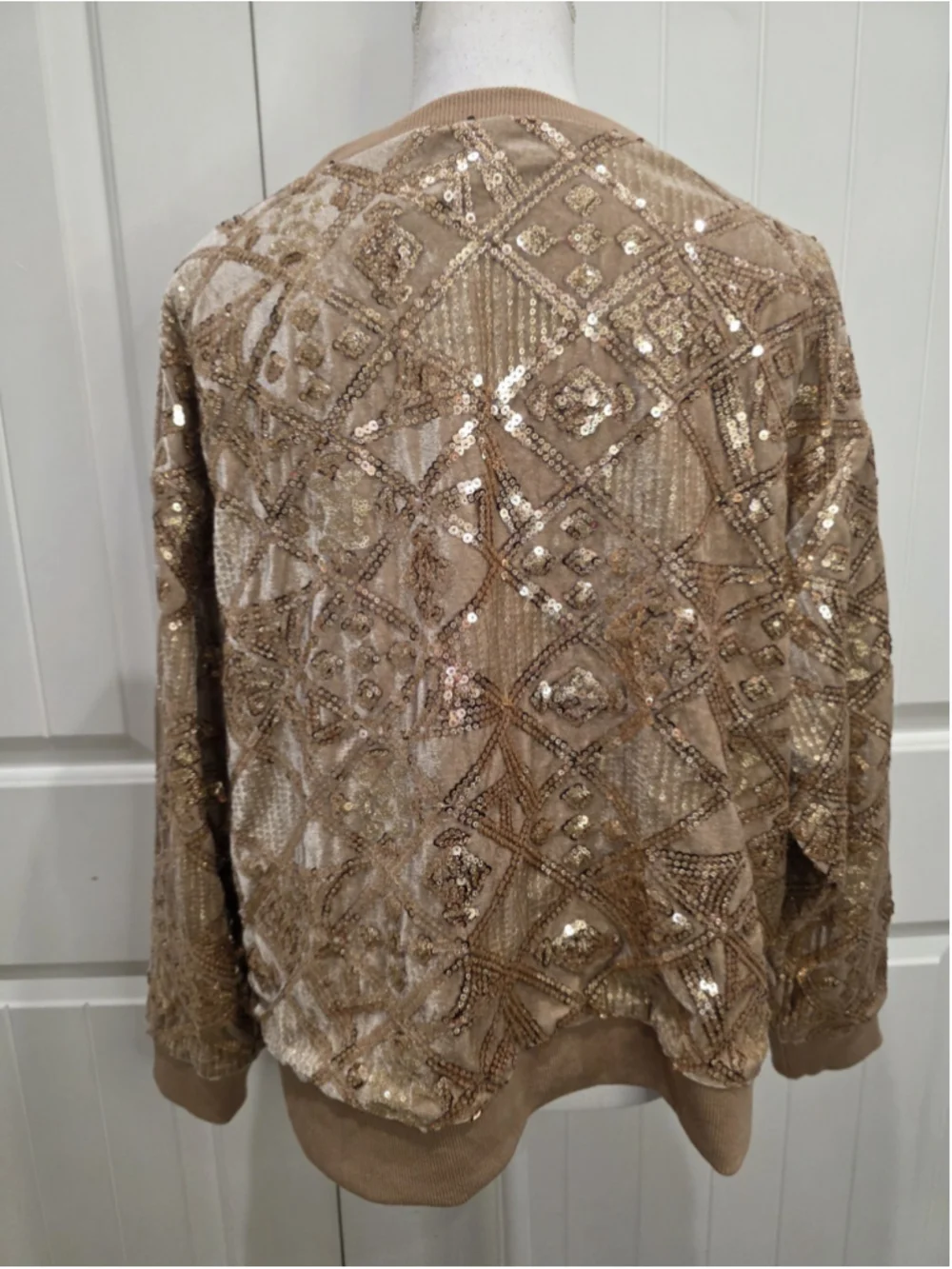Piper & Scoot Exclusive Sequin Velvet Lounge Set Gold Champagne Top S OS Pants L